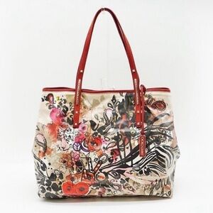 Rare Jimmy Choo Red and Cream Floral Tote